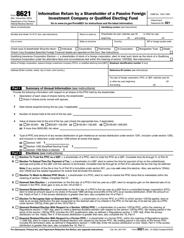Page 1 of form 8621