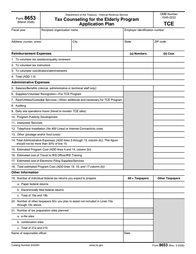Page 1 of form 8653
