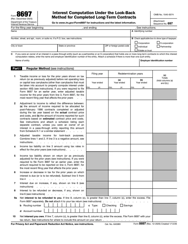 Page 1 of form 8697
