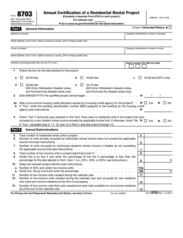 Page 1 of form 8703