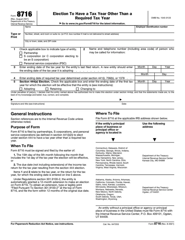 Page 1 of form 8716
