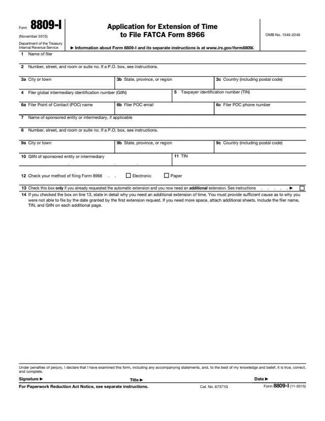 Page 1 of form 8809-I