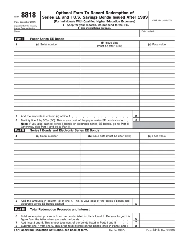 Page 1 of form 8818