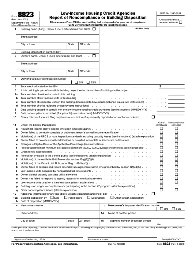 Page 1 of form 8823