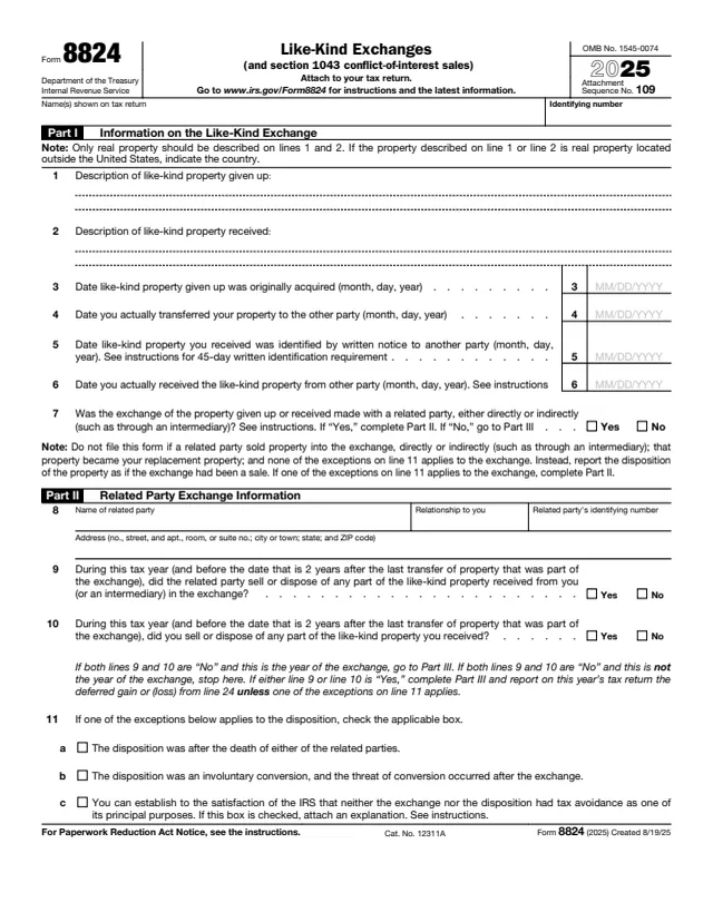 Page 1 of form 8824