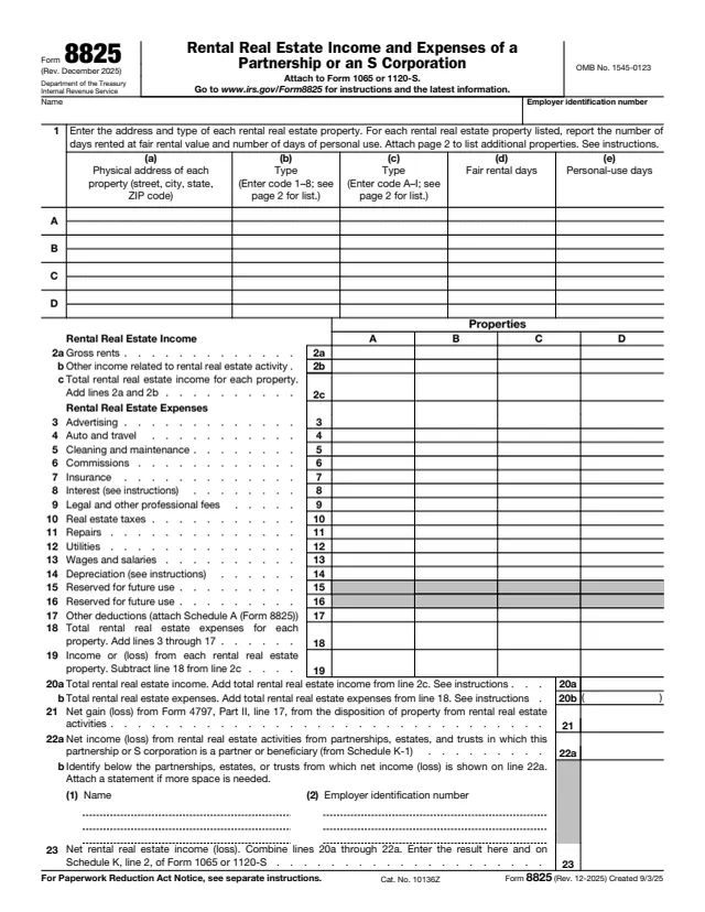 Page 1 of form 8825