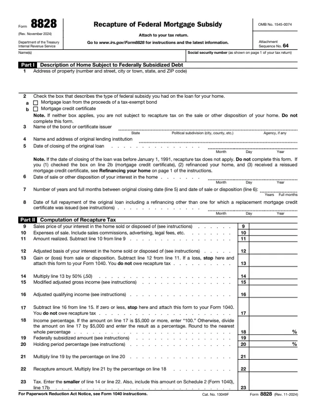 Page 1 of form 8828