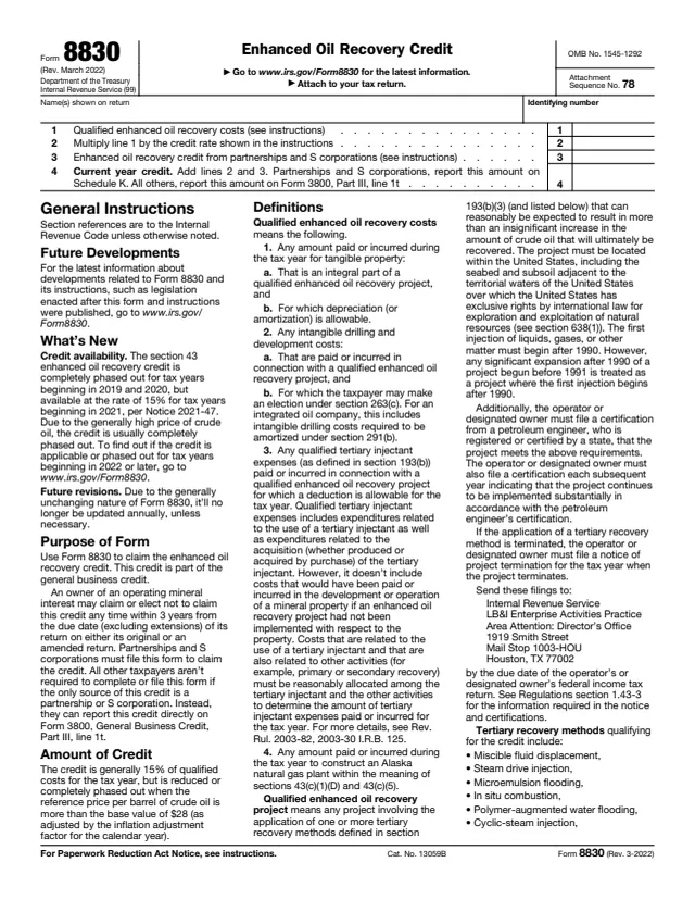 Page 1 of form 8830