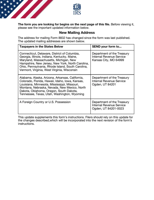 Page 1 of form 8832