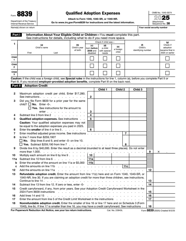 Page 1 of form 8839