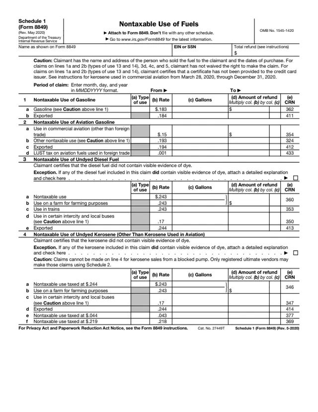 Page 1 of form 8849 Sch. 1