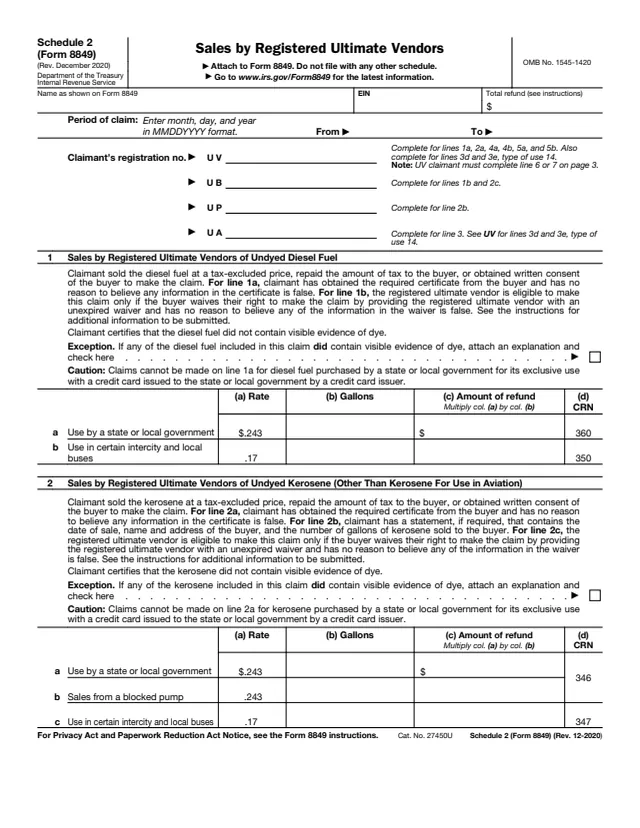 Page 1 of form 8849 Sch. 2