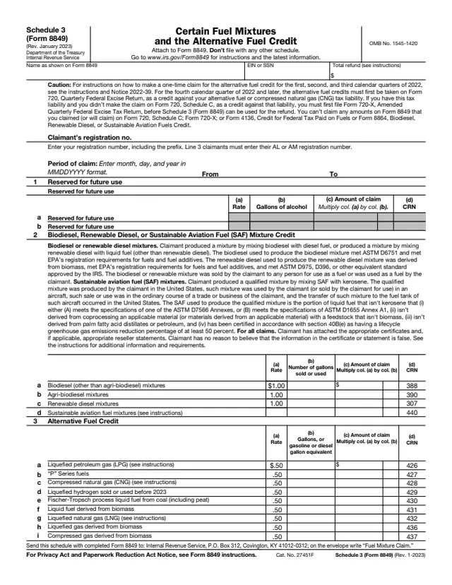 Page 1 of form 8849 Sch. 3