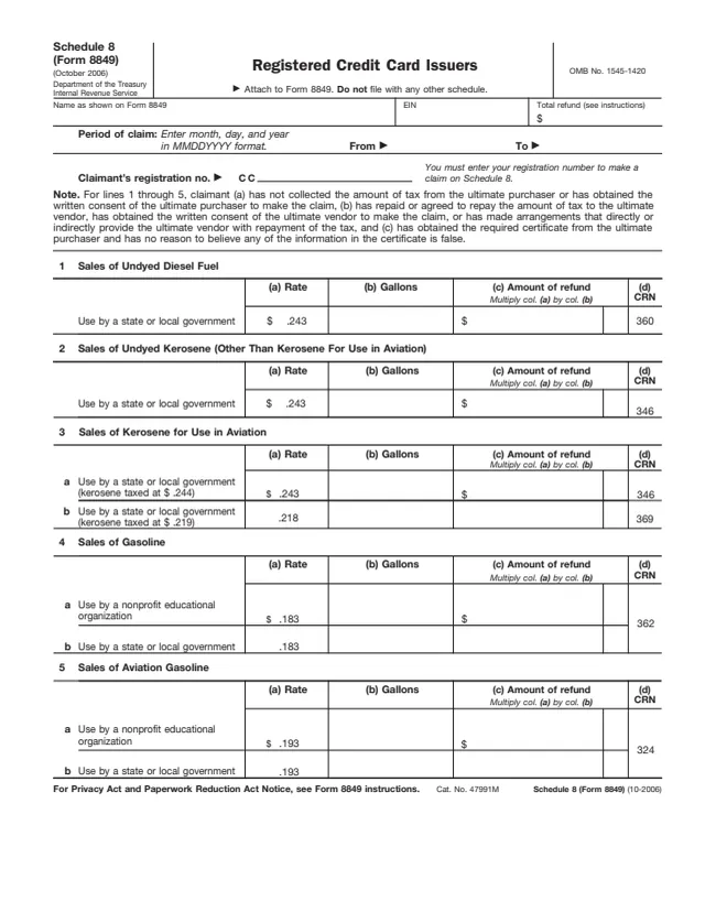 Page 1 of form 8849
