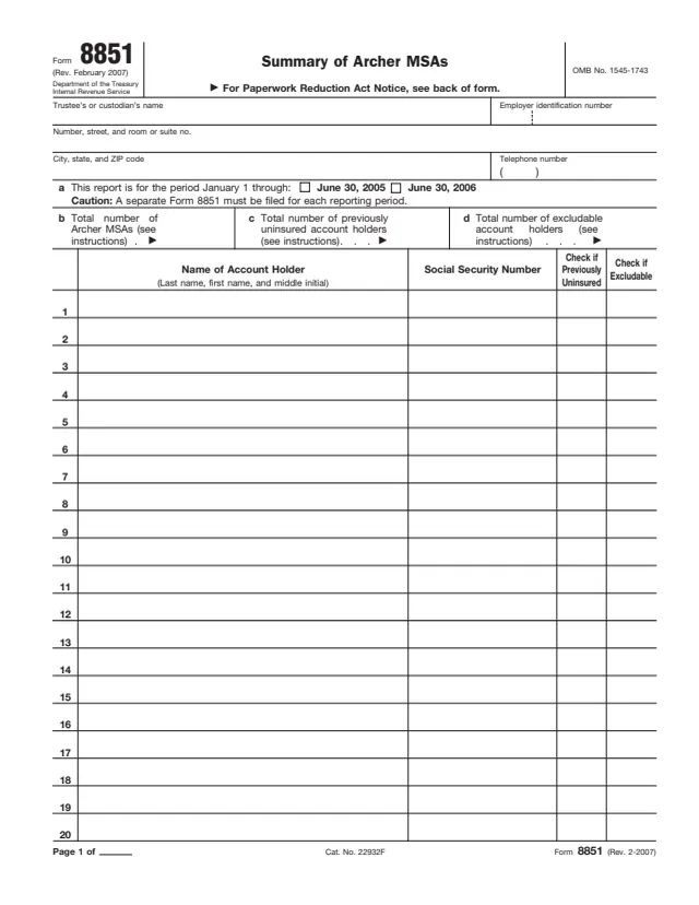Page 1 of form 8851
