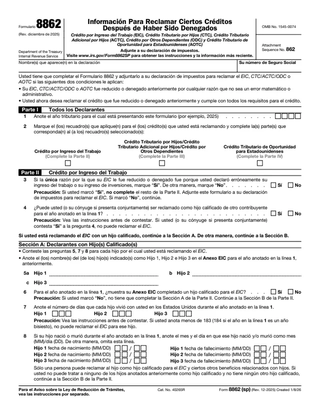 Page 1 of form 8862