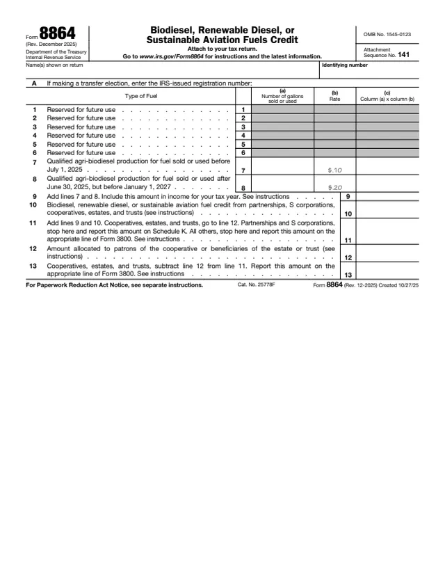 Page 1 of form 8864