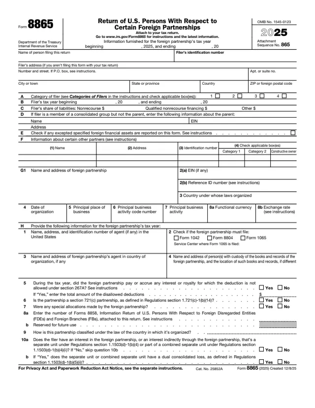 Page 1 of form 8865