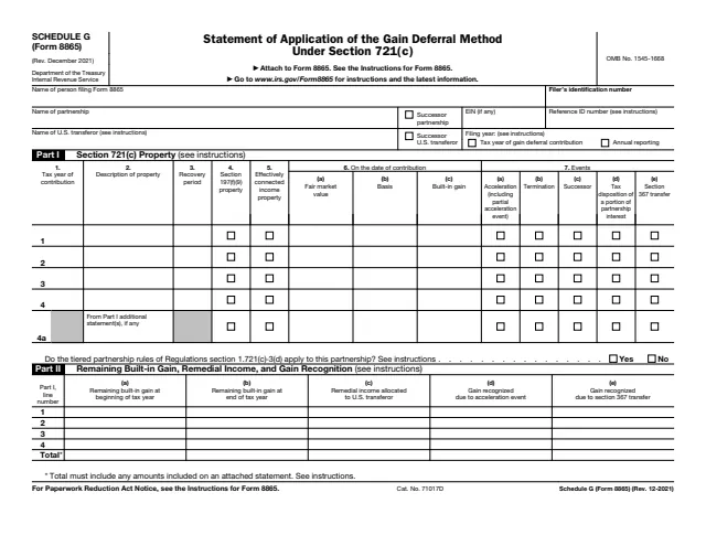 Page 1 of form 8865 Sch. G