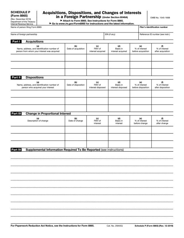 Page 1 of form 8865 Sch. P