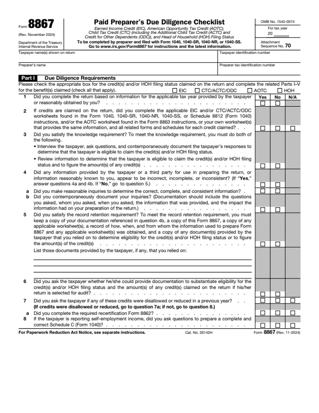 Page 1 of form 8867