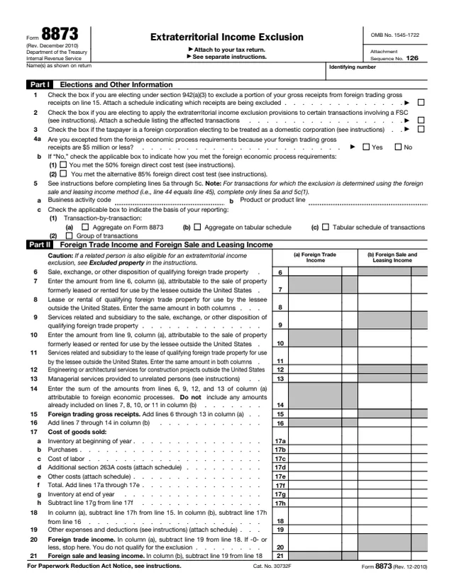 Page 1 of form 8873