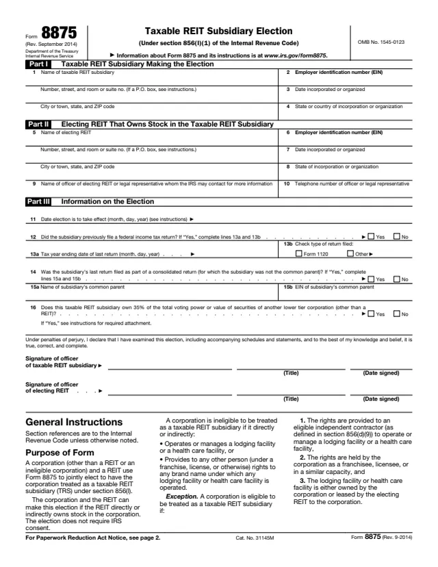 Page 1 of form 8875