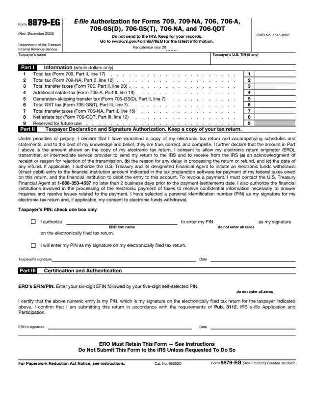 Page 1 of form 8879-EG