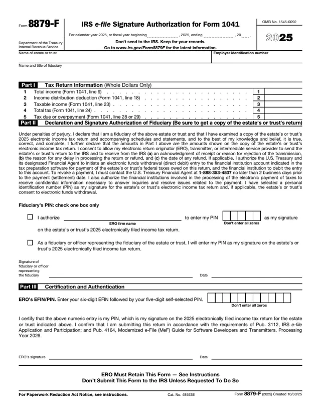 Page 1 of form 8879-F