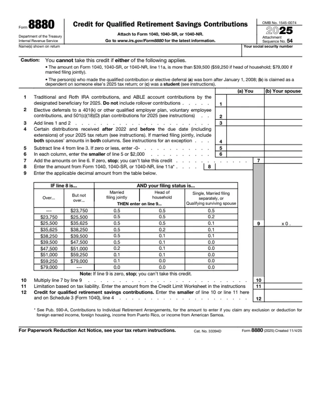 Page 1 of form 8880