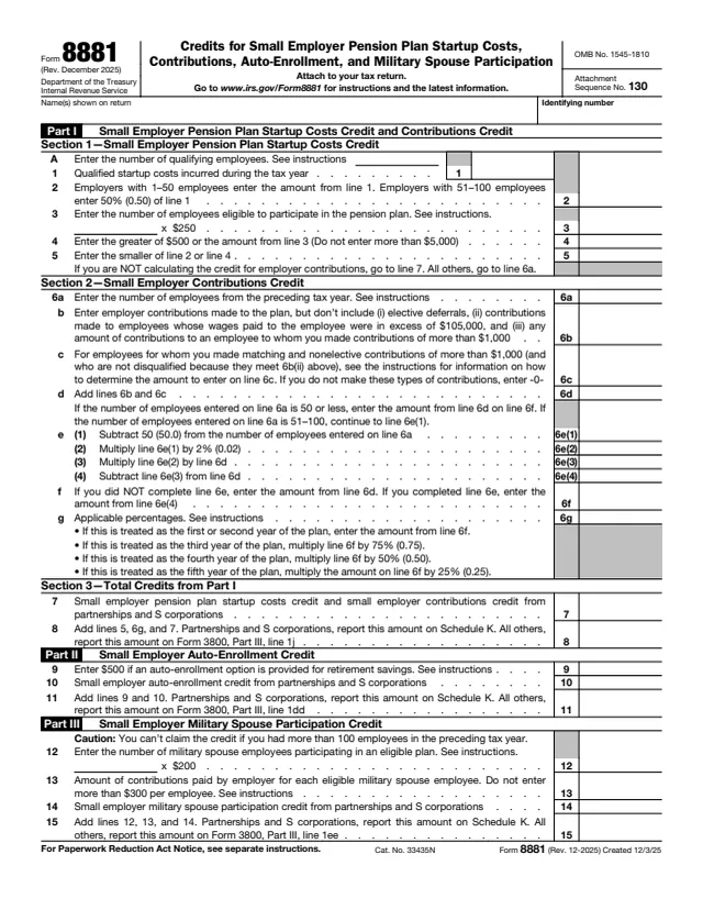 Page 1 of form 8881