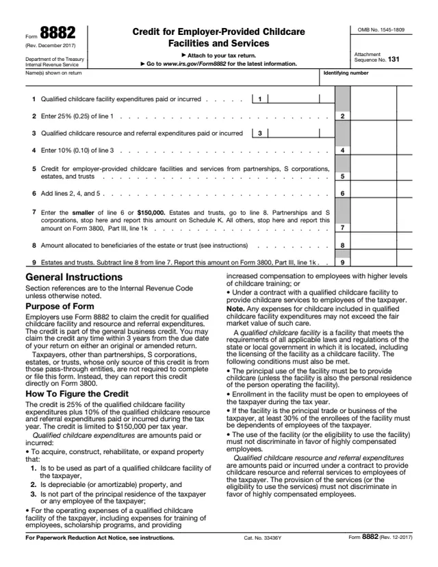 Page 1 of form 8882