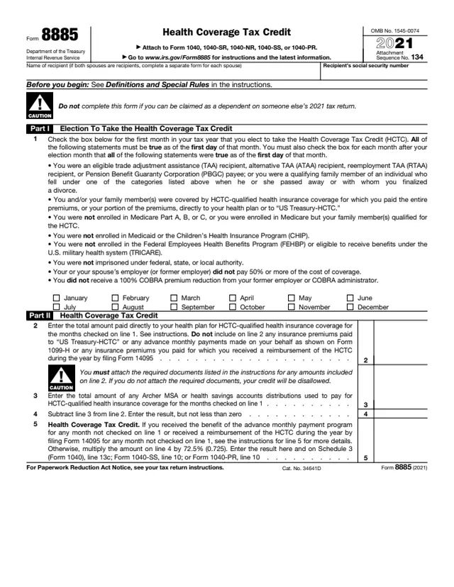 Page 1 of form 8885