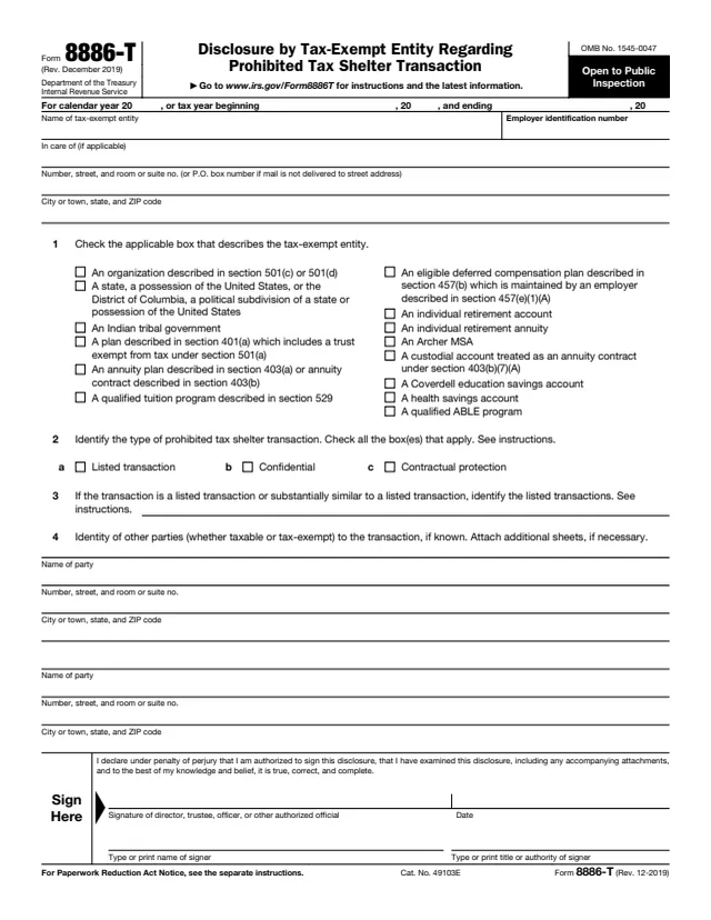 Page 1 of form 8886-T