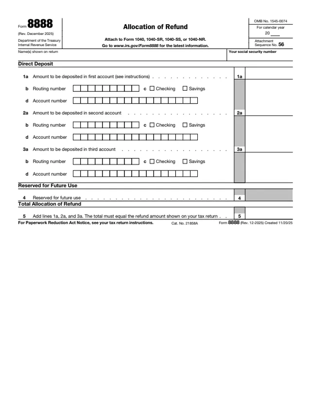 Page 1 of form 8888