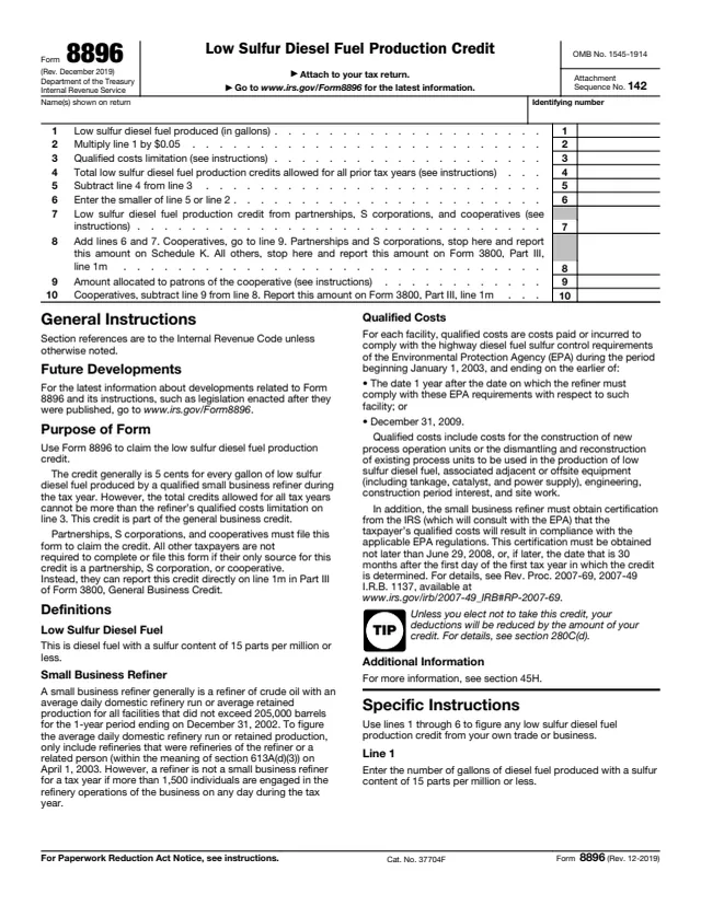 Page 1 of form 8896