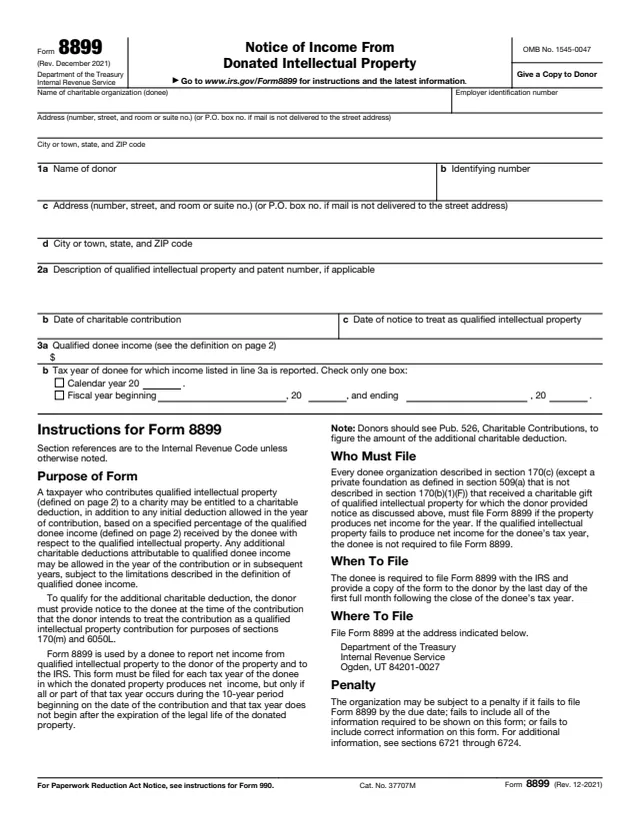 Page 1 of form 8899