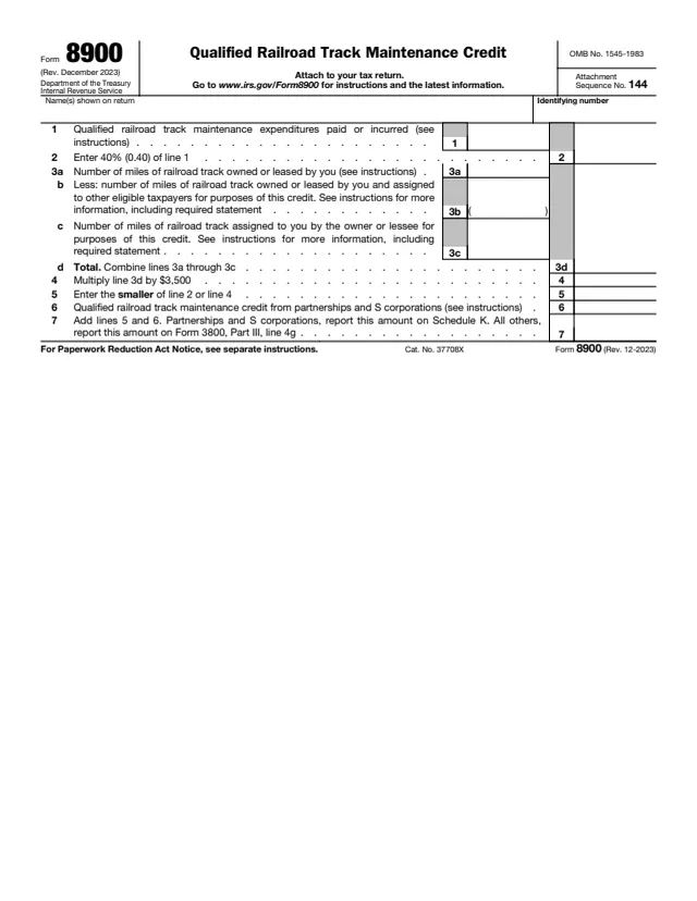 Page 1 of form 8900