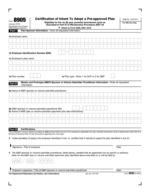 Page 1 of form 8905