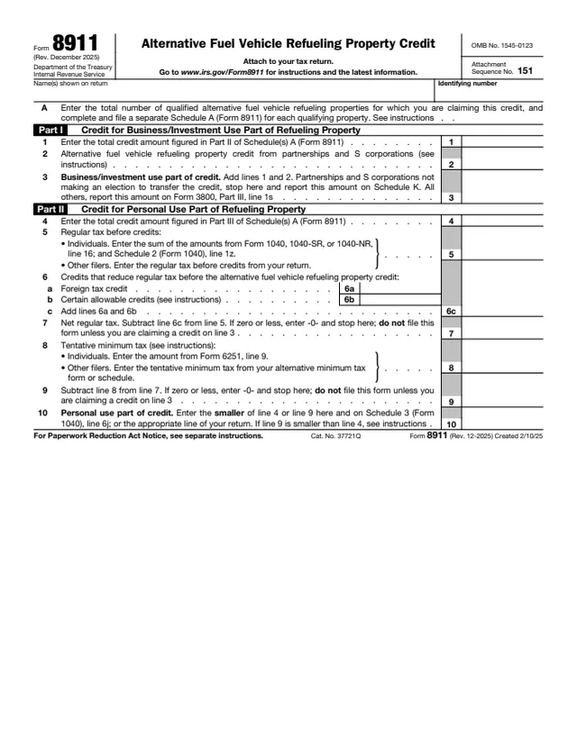 Page 1 of form 8911
