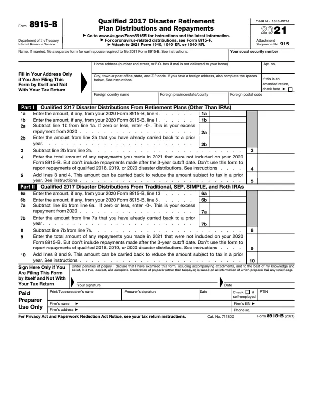 Page 1 of form 8915-B