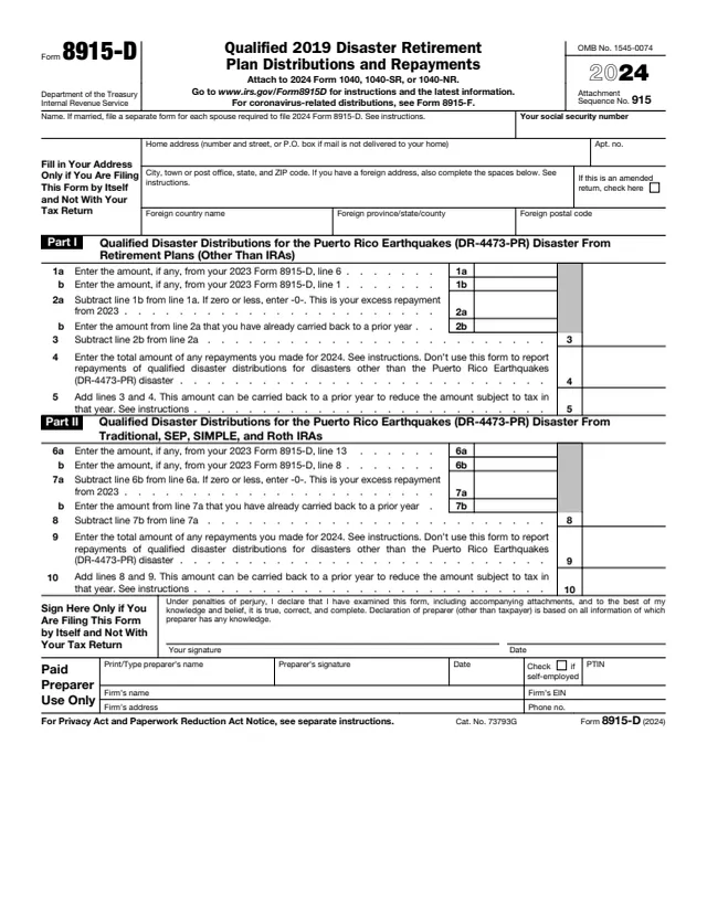 Page 1 of form 8915-D