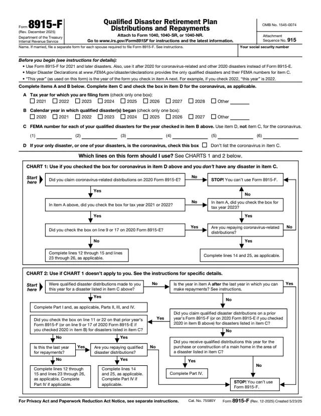 Page 1 of form 8915-F