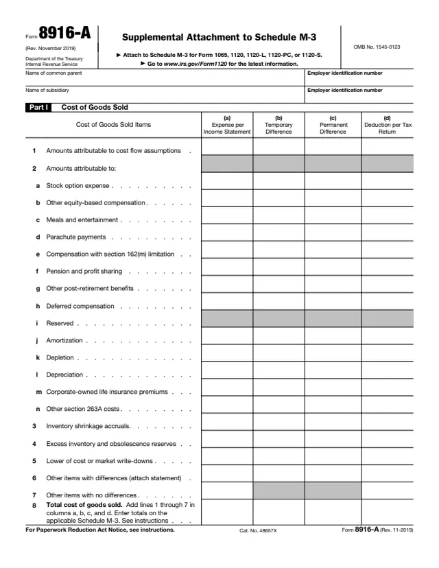 Page 1 of form 8916-A