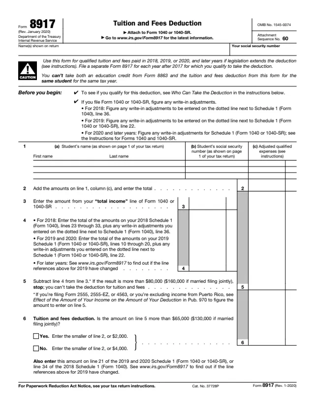 Page 1 of form 8917