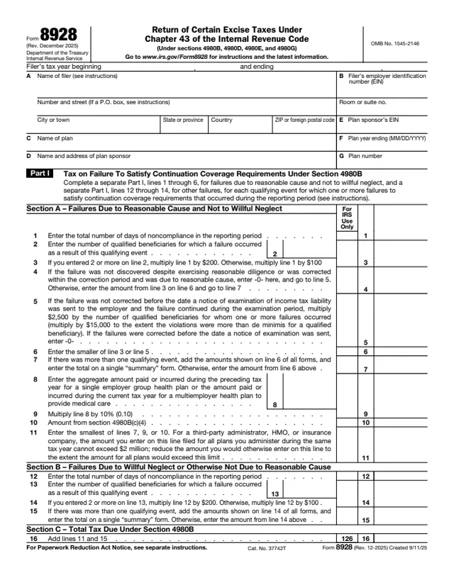 Page 1 of form 8928