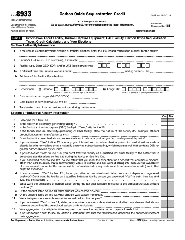 Page 1 of form 8933