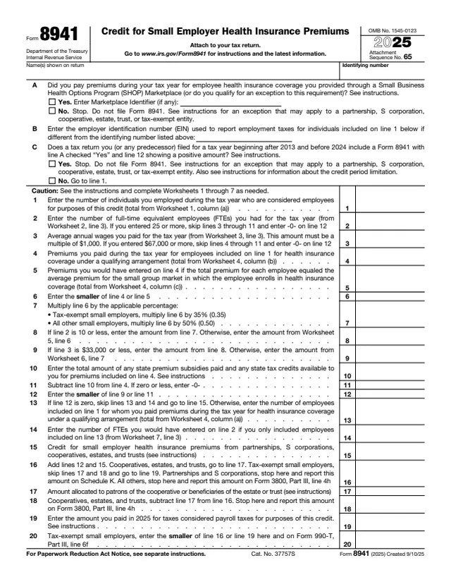 Page 1 of form 8941