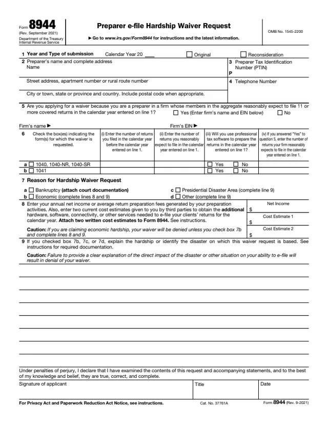 Page 1 of form 8944