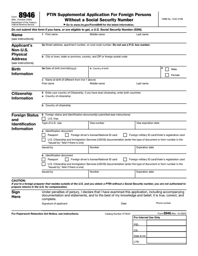 Page 1 of form 8946
